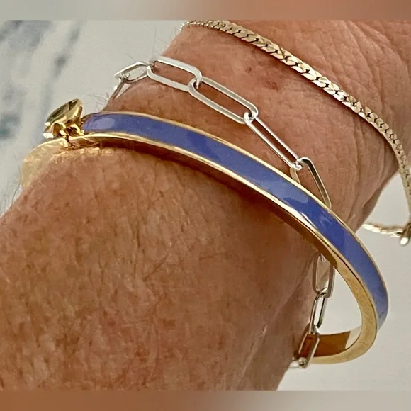 kate spade EUC Bracelet Gold w/Lavender Enamel/hinged w/Spade click closure - Picture 8 of 11